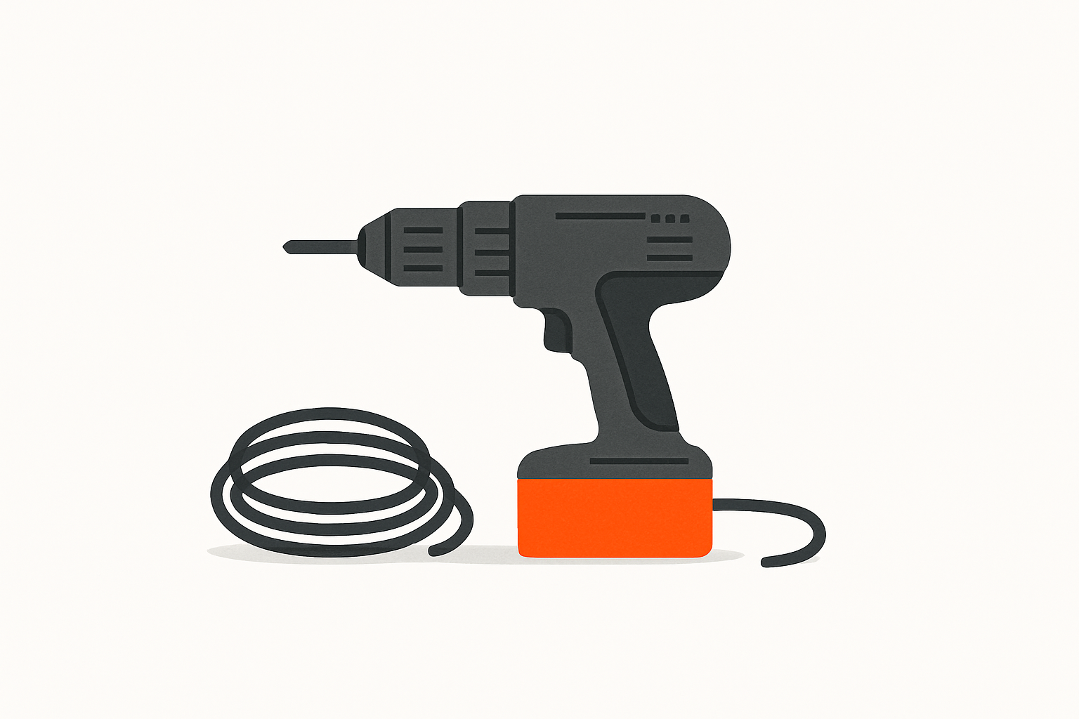 Unused charcoal grey power drill with orange battery pack, illustrating ai adoption barriers in the workplace