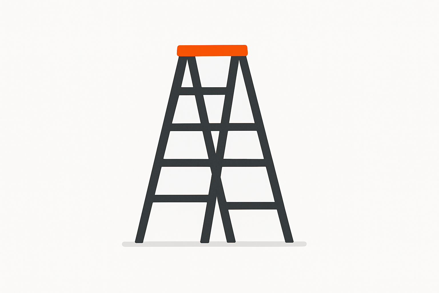 Charcoal grey step-ladder with a missing bottom rung, illustrating a gap in ai adoption methodology