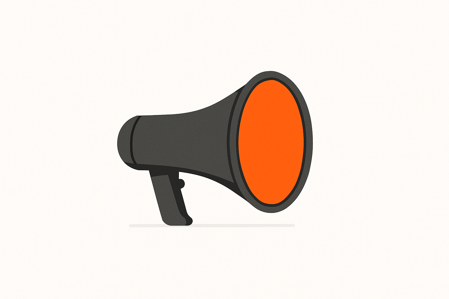 Charcoal megaphone with an empty orange funnel, symbolizing ai change management best practices that fail to carry