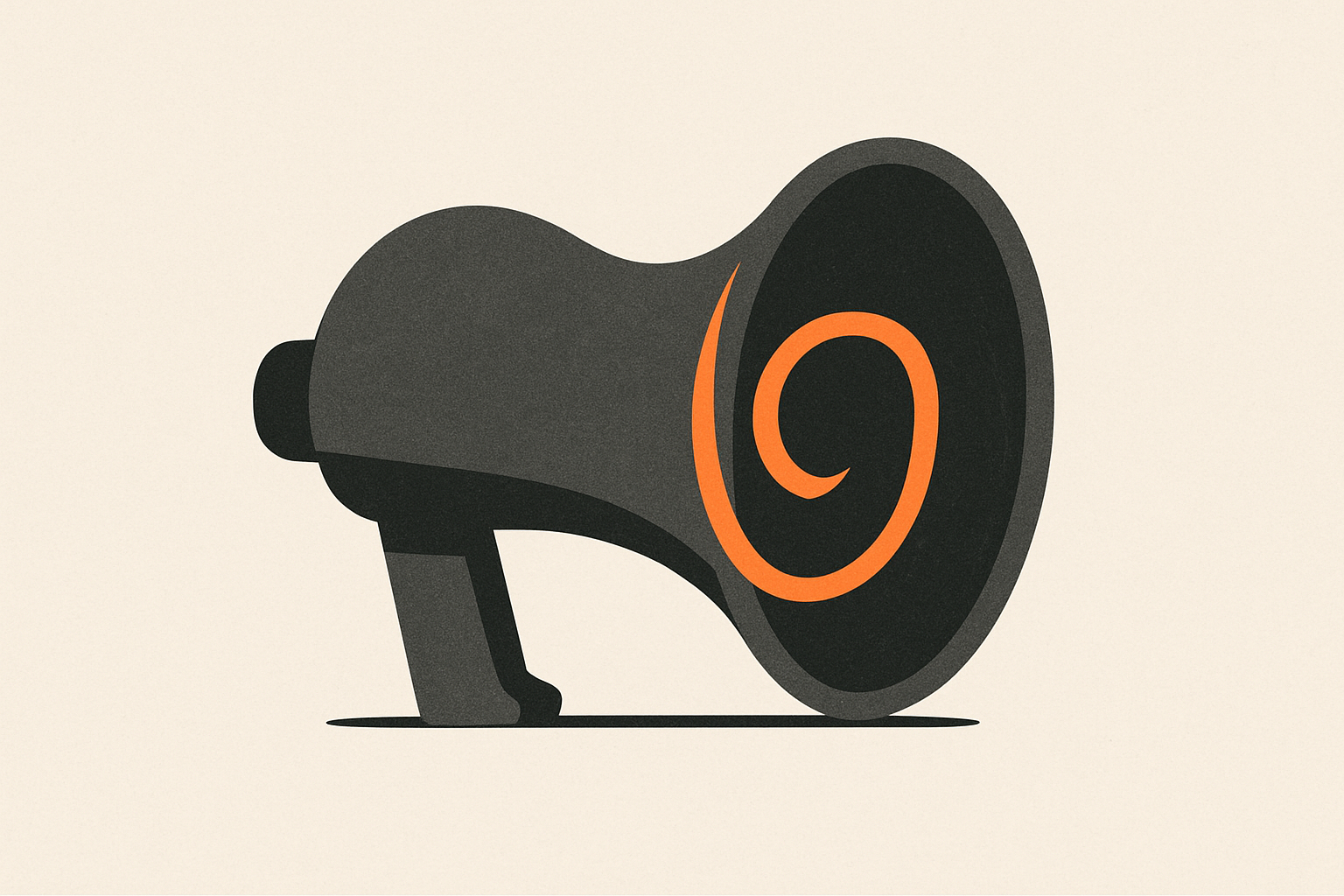Bent megaphone curving its message inward, illustrating how ai change management can distort communication