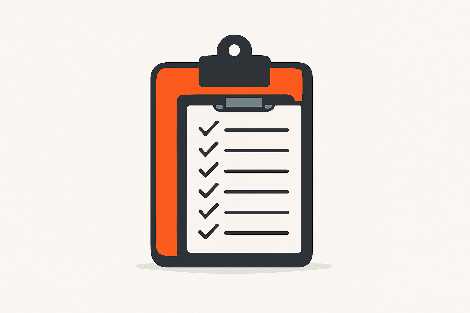 Charcoal clipboard with checklist lines shows a blank orange panel on its back, symbolizing hidden ai implementation risks