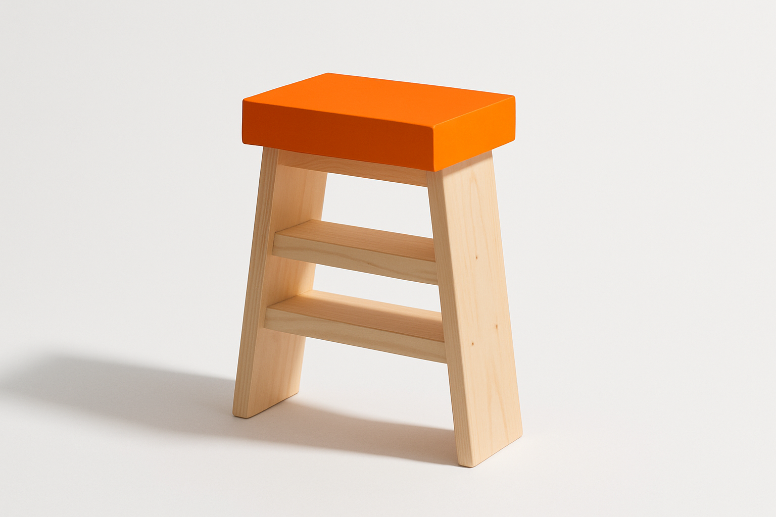 Wooden step stool missing its bottom tread, top step painted orange, symbolizing how a chro plans entry-level hiring as ai ch