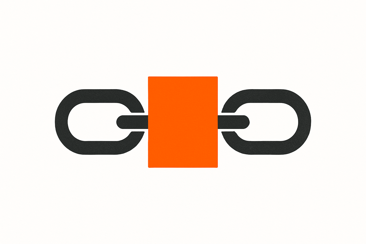 Broken charcoal chain link row with orange gap, symbolizing enterprise ai implementation breaking in the middle